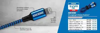 Kincrome charging & data cables