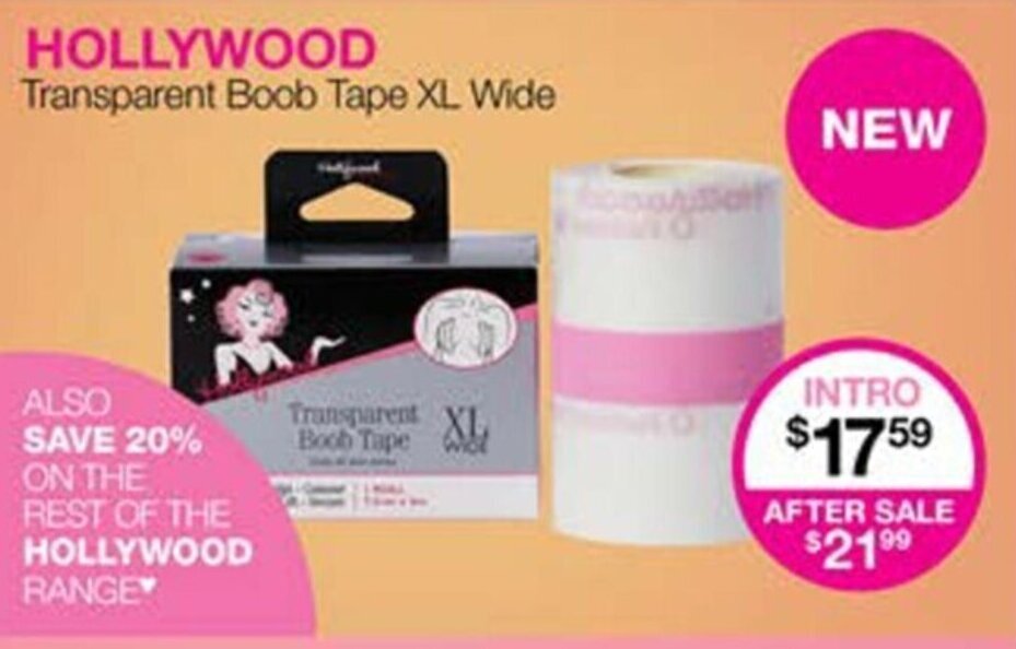 HOLLYWOOD Transparent Boob Tape XL Wide offer at Priceline