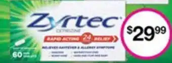 Priceline ZYRTEC 42 Liquid Capsule or 60 Tablets offer