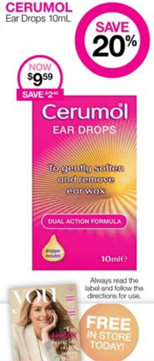 CERUMOL Ear Drops 10mL offer at Priceline