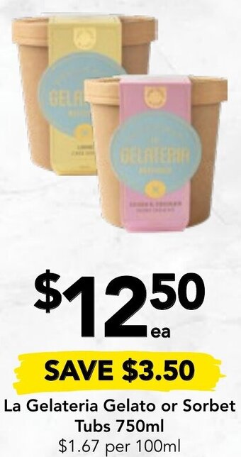 Drakes La Gelateria Gelato or Sorbet Tubs 750ml offer