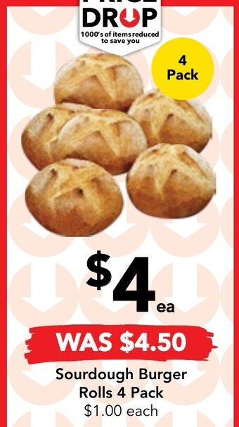Drakes Sourdough Burger Rolls 4 Pack offer
