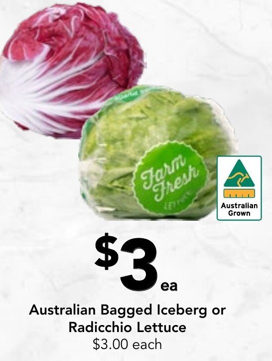 Australian Bagged Iceberg or Radicchio Lettuce offer at Drakes