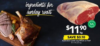 Drakes Australian Lamb Leg Whole or Half offer