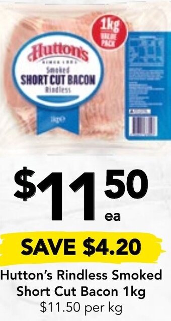 Drakes Hutton's Rindless Smoked Short Cut Bacon 1kg offer