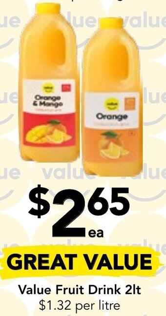 Drakes Value Fruit Drink 2lt offer