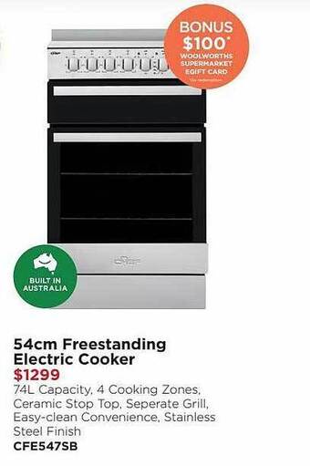 Bing Lee 54cm freestanding electric cooker offer