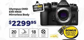 Teds Cameras Olympus omd em1 mkiii mirrorless body offer