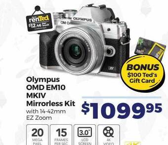 Teds Cameras Olympus omd em10 mkiv mirrorless kit offer