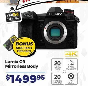 Teds Cameras Lumix g9 mirrorless body offer