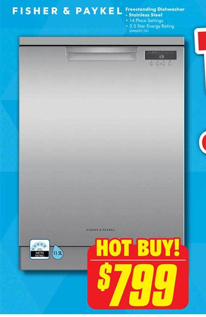 Fisher & paykel freestanding dishwasher stainless steel offer at The