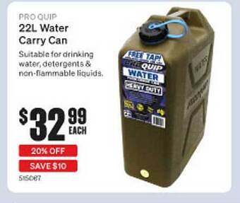 SuperCheap Auto Pro quip 22l water carry can offer