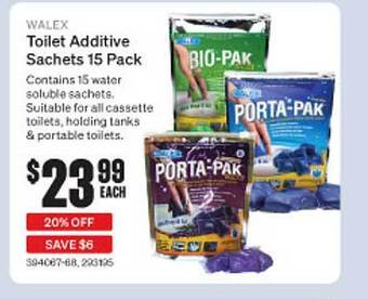 SuperCheap Auto Walex toilet additive sachets 15 pack offer