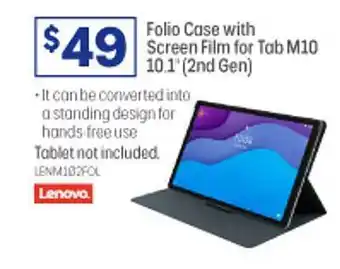 Officeworks Folio case with screen film for tab m10.1 offer