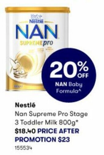 BIG W Nestlé Nan Supreme Pro Stage 3 Toddler Milk 800g offer