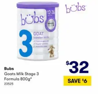 BIG W Bubs Goats Milk Stage 3 Formula 800g offer