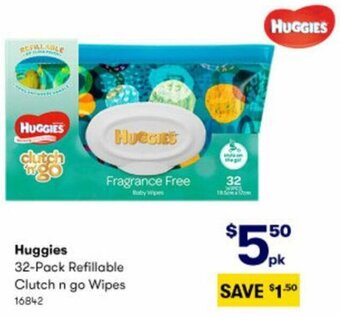 BIG W Huggies 32-Pack Refillable Clutch n go Wipes offer