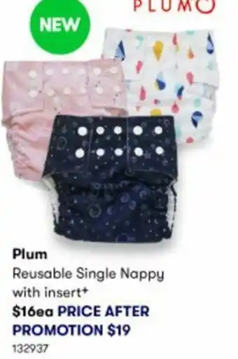 BIG W Plum Reusable Single Nappy with Insert offer