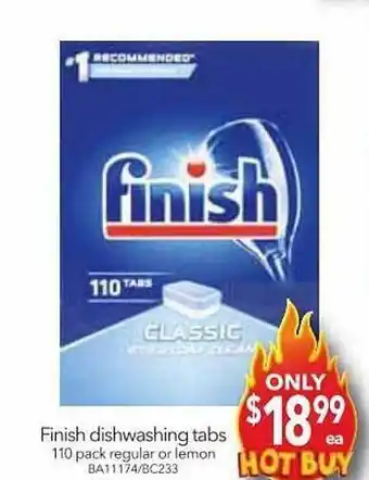 Cheap as Chips Finish dishwashing tabs 110 pack regular or lemon offer