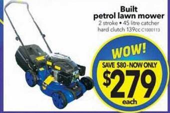 Built petrol lawn mower