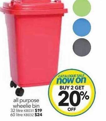 Cheap as Chips All purpose wheelie bin offer