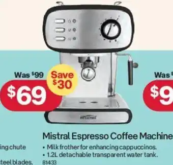 Australia Post Mistral Espresso Coffee Machine offer