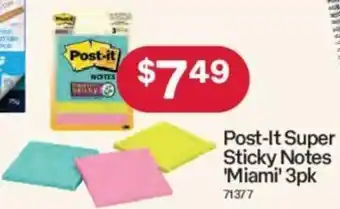Australia Post Post-It Super Sticky Notes 'Miami' 3pk offer