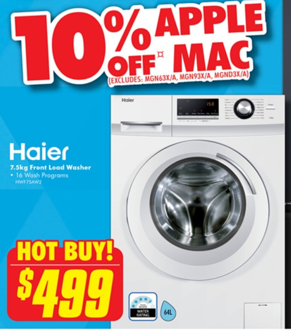 Haier 7.5kg Front Load Washer offer at The Good Guys