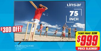 Linsar 75" 4K UHD Smart Tizen TV 2022