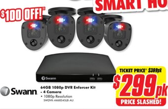 The Good Guys Swann 64GB 1080p DVR Enforcer Kit 4 Camera offer
