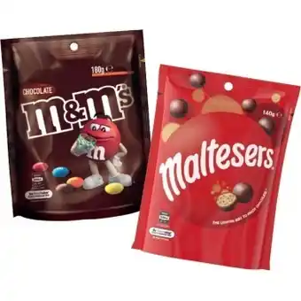 IGA Maltesers, m&m’s or skittles pack 120-200g selected varieties offer