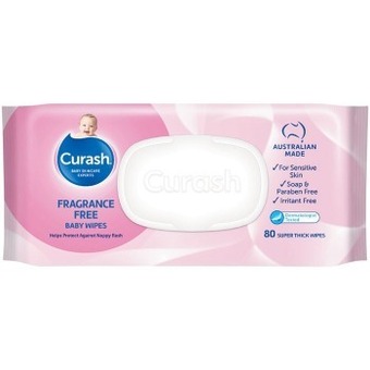 Curash baby wipes fragrance free pk 80