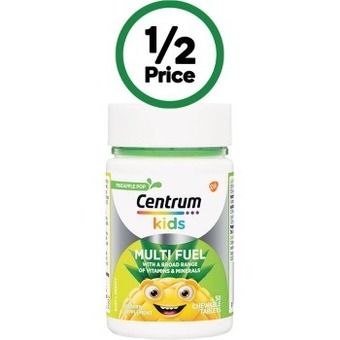 Woolworths Centrum kids multi fuel chewable tablets pk 50* offer