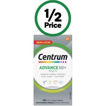 Woolworths Centrum advance 50+ daily multivitamin tablets pk 120* offer