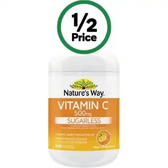 Woolworths Nature's way vitamin c chewable sugarless 500mg tablets pk 300* offer