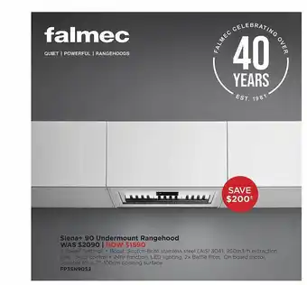 Siena+ 90 undermount rangehood