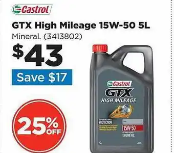 Repco Castrol gtx high mileage 15w-50 5l offer