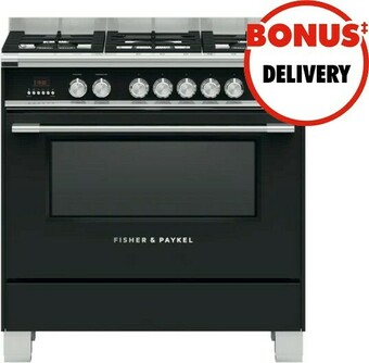The Good Guys Fisher & Paykel 90cm Dual Fuel Freestanding Cooker - Black offer