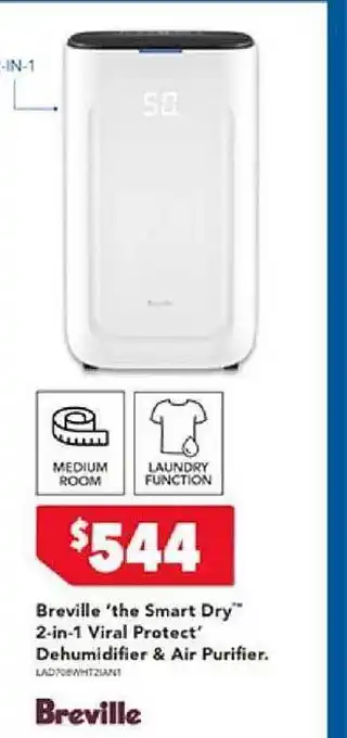 Harvey Norman Breville 'the smart dry 2-in-1 viral protect' dehumidifier & air purifier offer