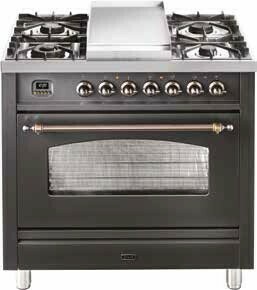 The Good Guys ILVE 90cm Freestanding Cooker Duel Fuel - Matt Graphite with Bronze Styling offer