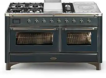 The Good Guys ILVE 150cm Freestanding Cooker Duel Fuel Double Oven - Blue Grey with Bronze Styling offer