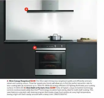 Retravision 90 cm canopy rangehood, 60 cm built-in pyrolytic oven offer