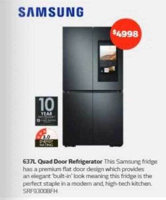 Retravision 637l quad door refrigerator offer