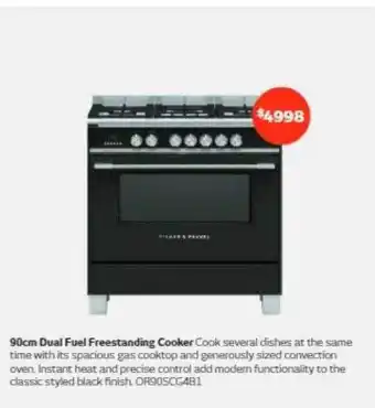 Retravision Fisher & paykel 90 cm dual fuel freestanding cooker offer