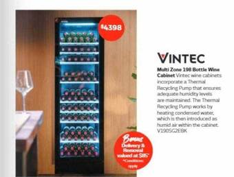 Retravision Vintec multi zone 198 bottle wine cabinet offer
