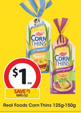 Real Foods Corn Thins 125g-150g