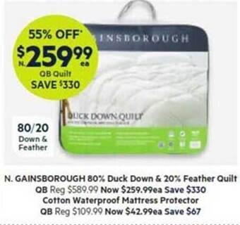 Harris Scarfe Gainsborough 80% duck down & 20% feather quilt offer