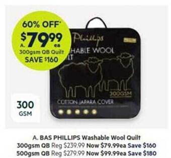 Harris Scarfe Bas phillips washable wool quilt offer