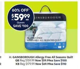 Harris Scarfe Gainsborough allergy free all seasons quilt offer