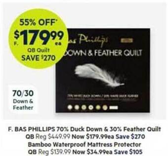 Harris Scarfe Bas phillips 70% duck down & 30% feather quilt offer